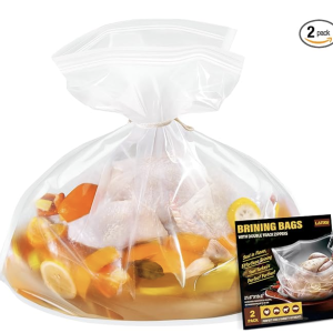 Turkey Brining Bags Kit of 2 Extra Large, 21.6"×19.6", Brine Bag with Double-Zippered for Secure Seal, Heavy Duty with Gusseted Bottom, Holds up to 30lbs, Secret to Juicy Turkeys